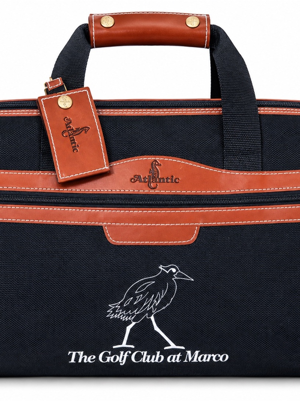 Canvas Travel Tote in Navy with Tan Leather Trim